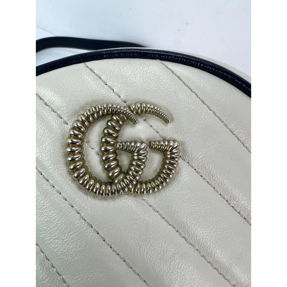 Gucci GG Azalea Matelasse Leather Round Mystic White Shoulder Bag - 9