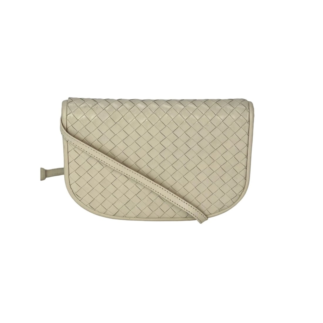 Bottega Veneta Intreciato white leather Shoulder Clutch Bag (1 of 12)