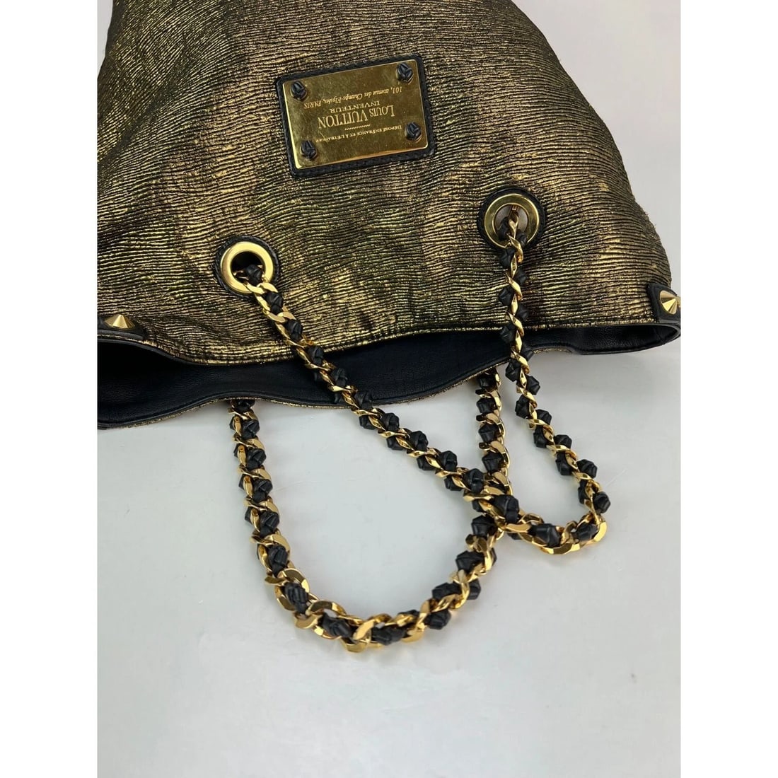 Louis Vuitton Metallic Jacquard double Jeu Soft Gold Tote - 11