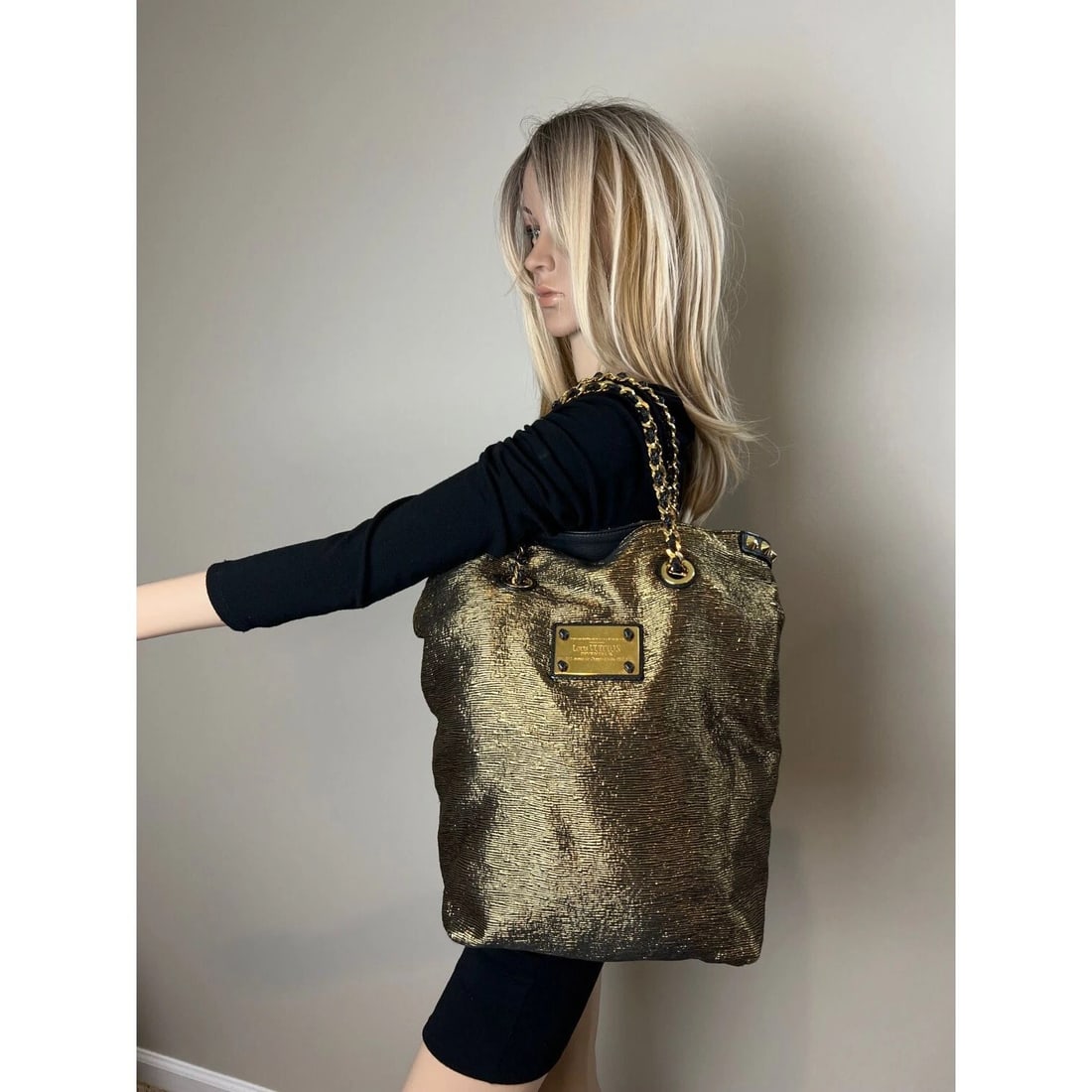 Louis Vuitton Metallic Jacquard double Jeu Soft Gold Tote - 7