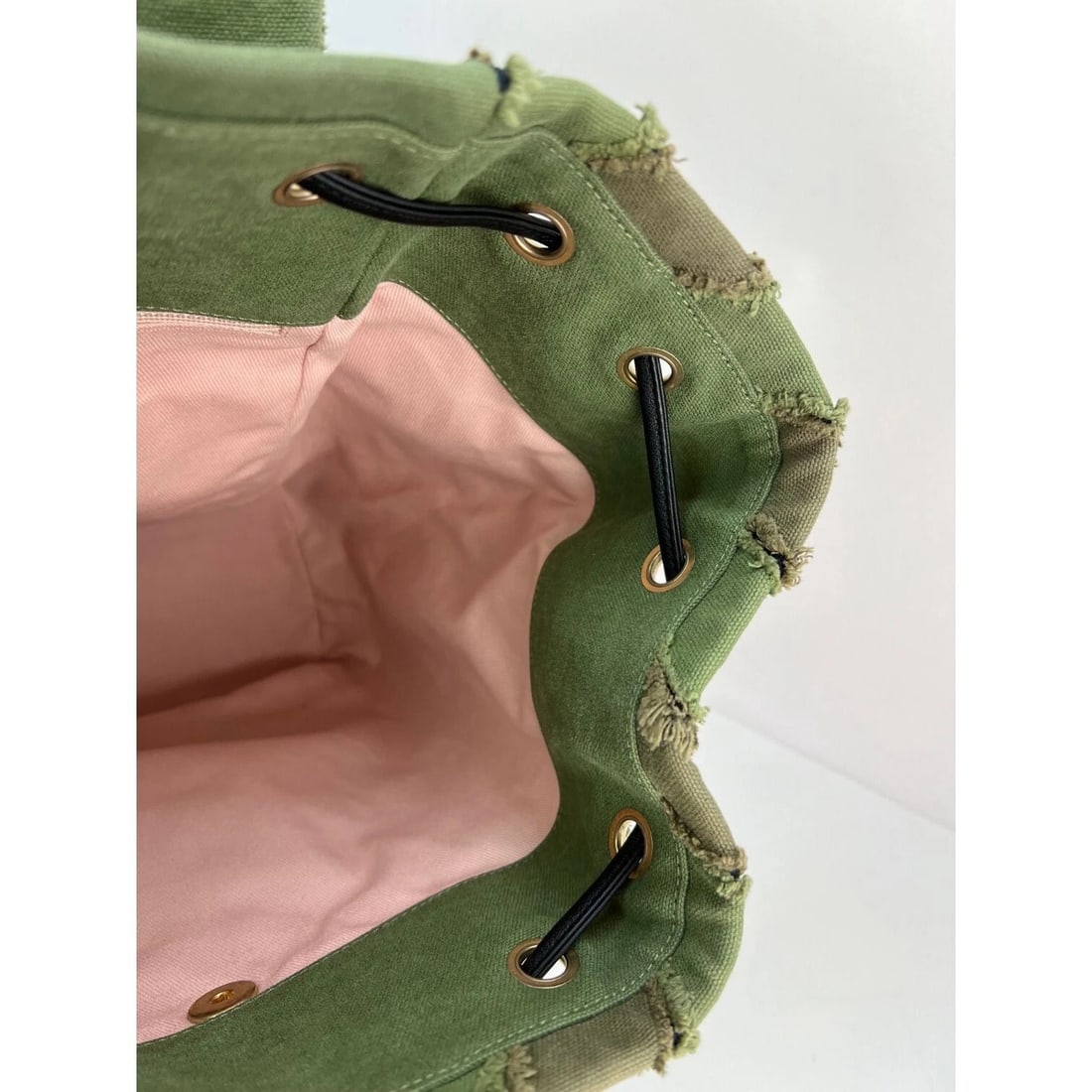 CHANEL Backpack Canvas Chevron Cuba Patchwork Khaki Green Backpack - 11