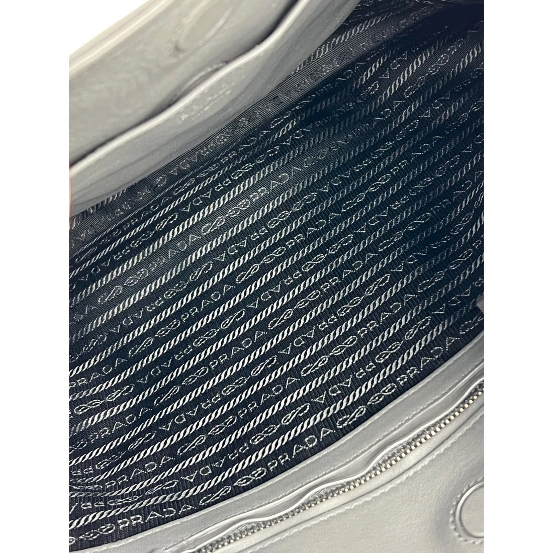 Prada Vitello Daino Grey Smooth Leather Hobo Bag - 4