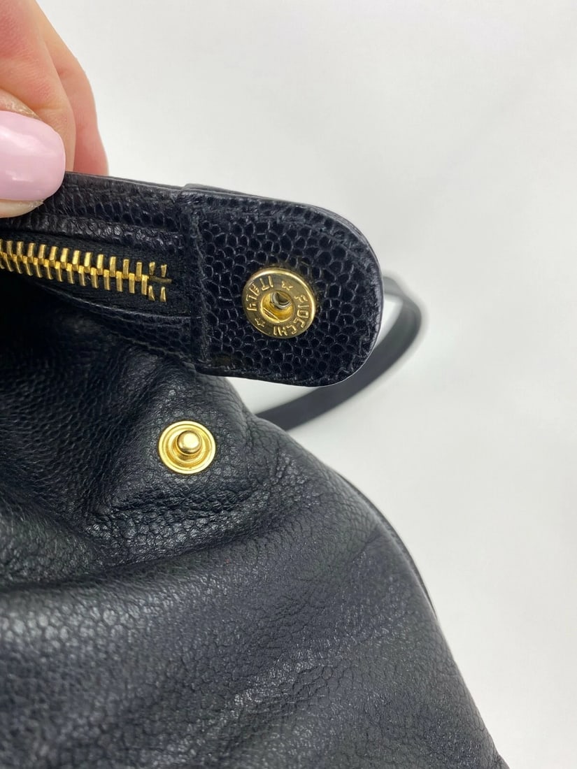 CHANEL Vintage Black Caviar Leather CC Zip Tote Shoulder Bag Gold - 6