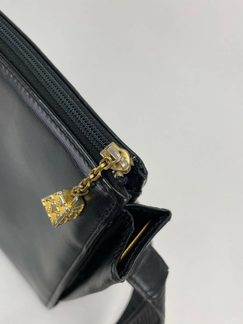 CHRISTIAN DIOR Bag Black Leather Adjustable Shoulder Bag - 4