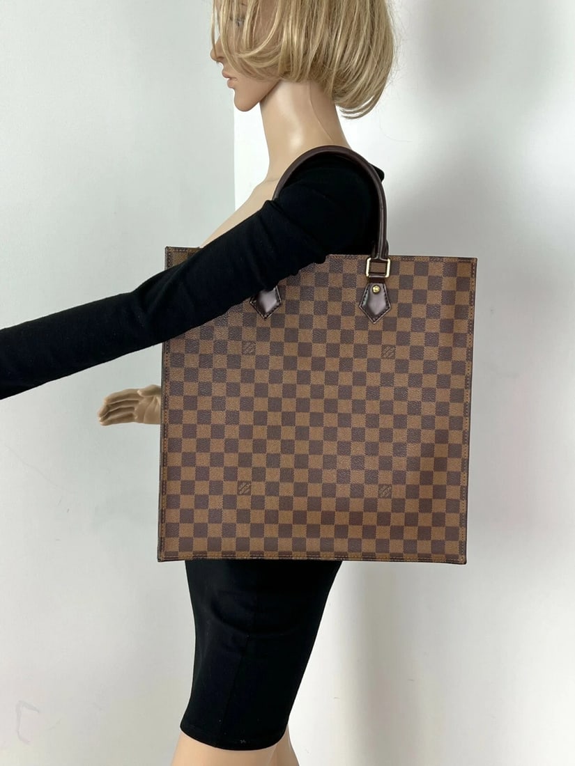 Louis Vuitton Bag Sac Plat Damier Ebene Canvas Tote Shopping Bag - 6