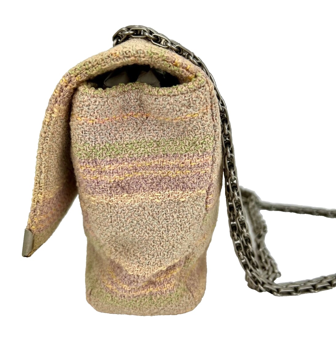Chanel 2.55 Reissue 225 Single Flap Pink Multicolor Cotton Tweed Bag - 12