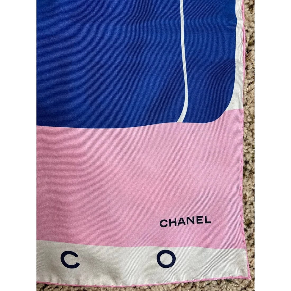 Chanel Silk Pink Black Blue Scarf - 10