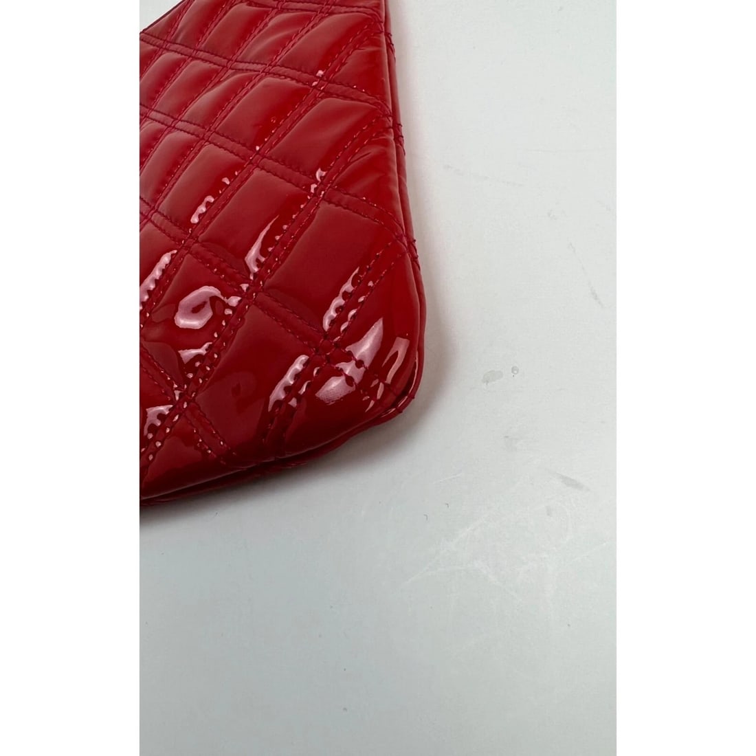 Chanel Patent Quilted Medium Cosmetic Case Dark Pink Clutch Bag - 9