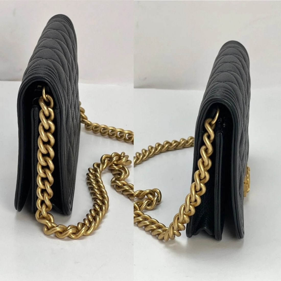 Chanel Caviar Quilted Mini Boy Clutch Wallet on a Chain Black - 15