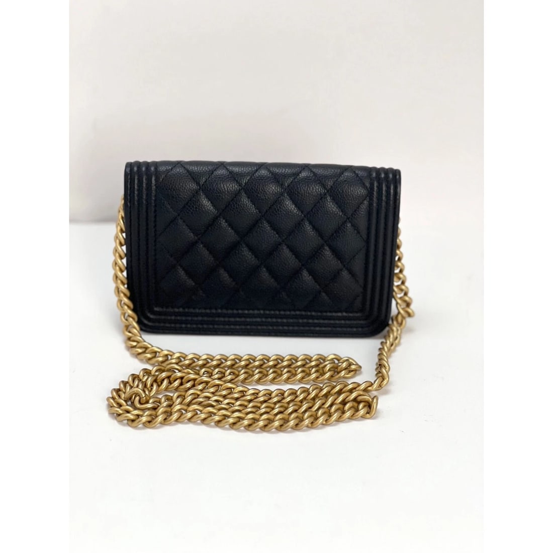 Chanel Caviar Quilted Mini Boy Clutch Wallet on a Chain Black - 3