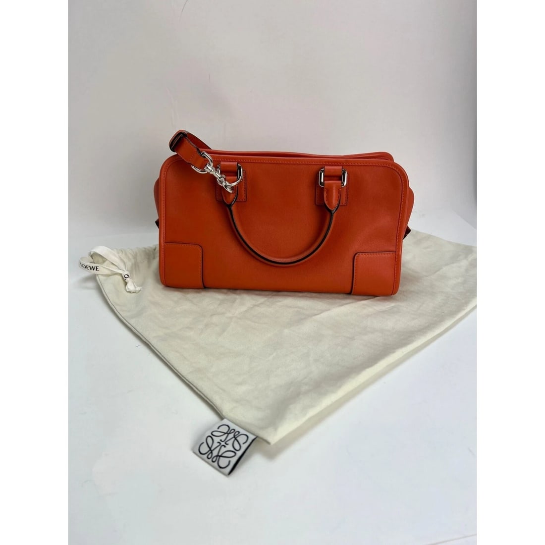 LOEWE Calfskin Amazona 28 Orange Leather Shoulder Bag - 9