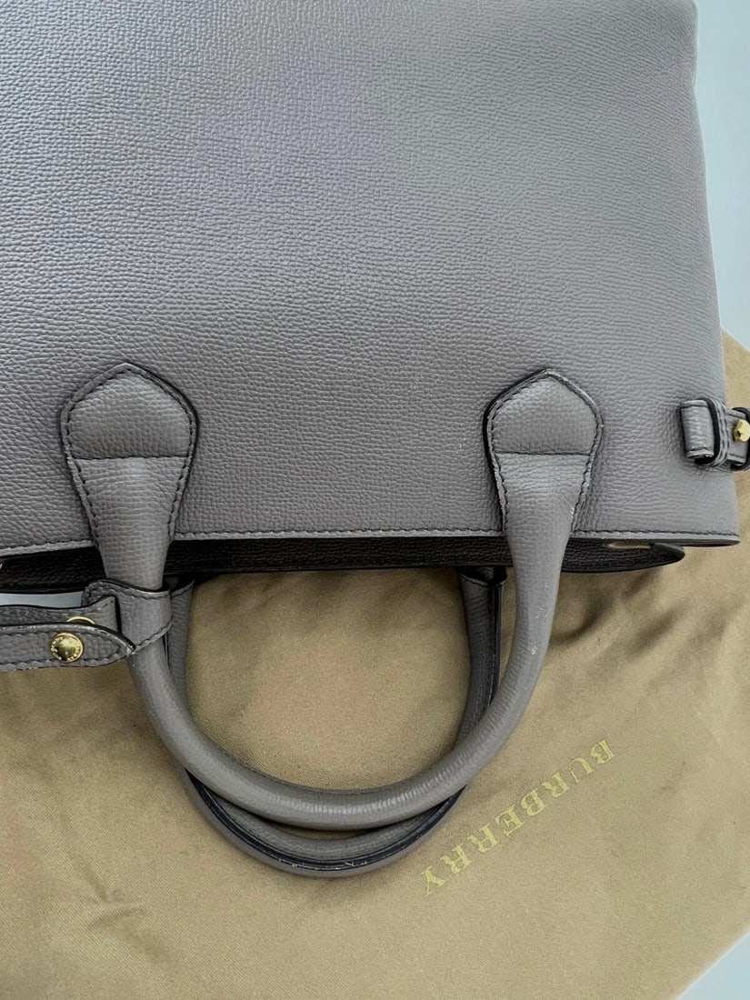 Burberry Banner House Check Leather Canvas Medium Hand Shoulder Bag - 13