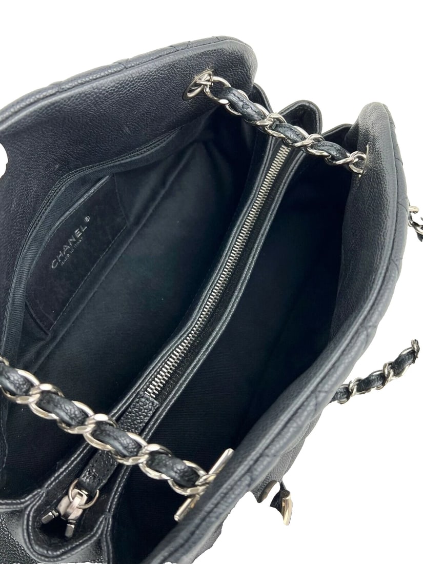 CHANEL Just Mademoiselle Quilted Caviar Black Leather Bowling Shoulder Bag - 12