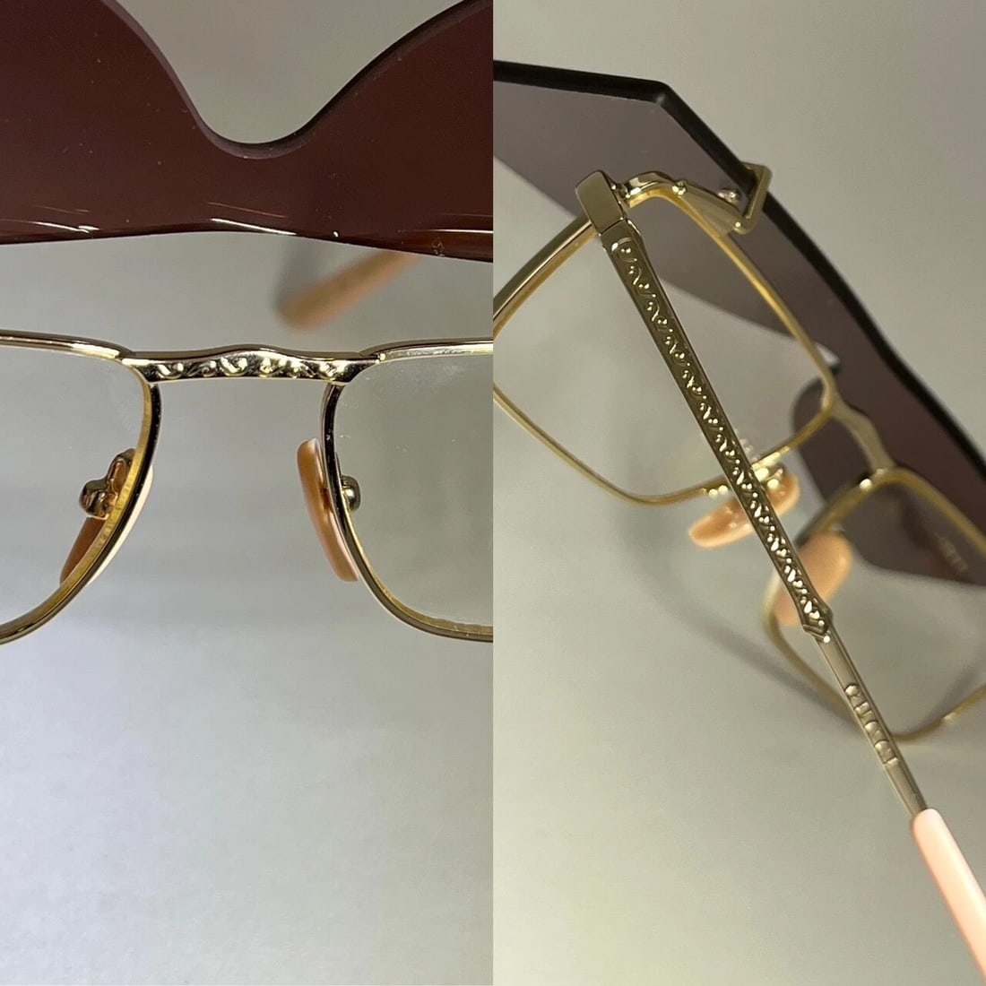 Gucci Sunglasses Flip-Up Authentic Rectangle Red Gold frames GG0363S 002 56 - 11