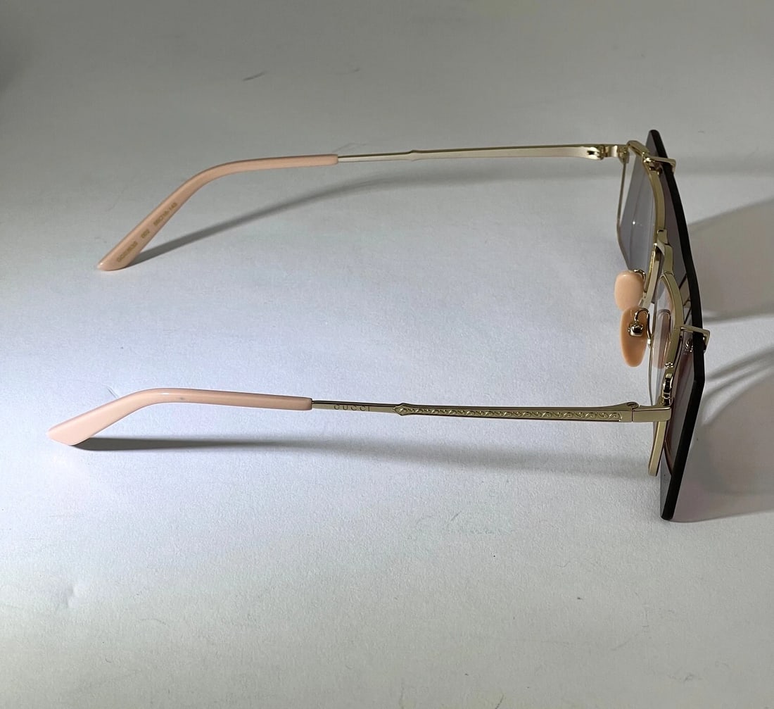 Gucci Sunglasses Flip-Up Authentic Rectangle Red Gold frames GG0363S 002 56 - 12