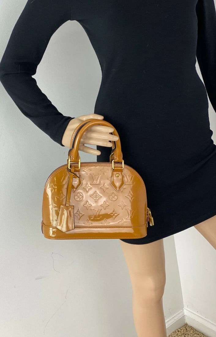 LOUIS VUITTON Alma BB Monogram Vernis Rose Velours Hand Shoulder Bag - 12