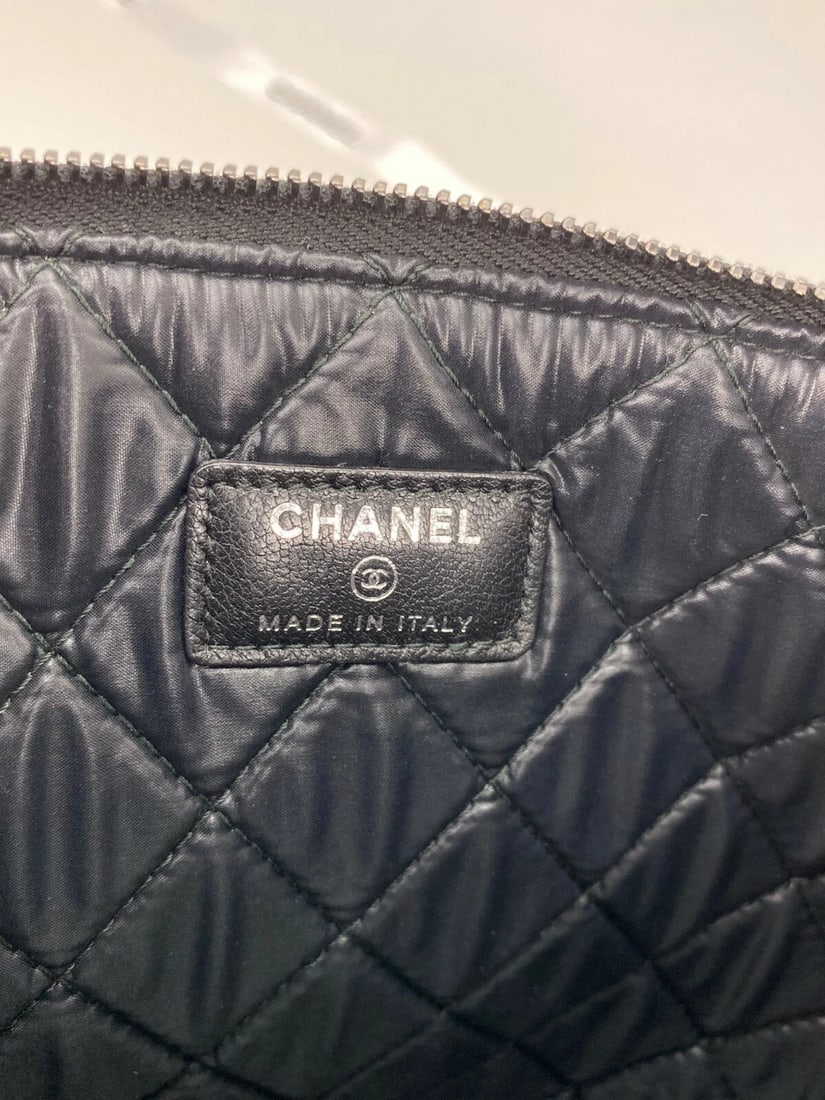 Chanel Bag Quilted Lambskin Leather Blue Large Boy Zip Pouch - 11