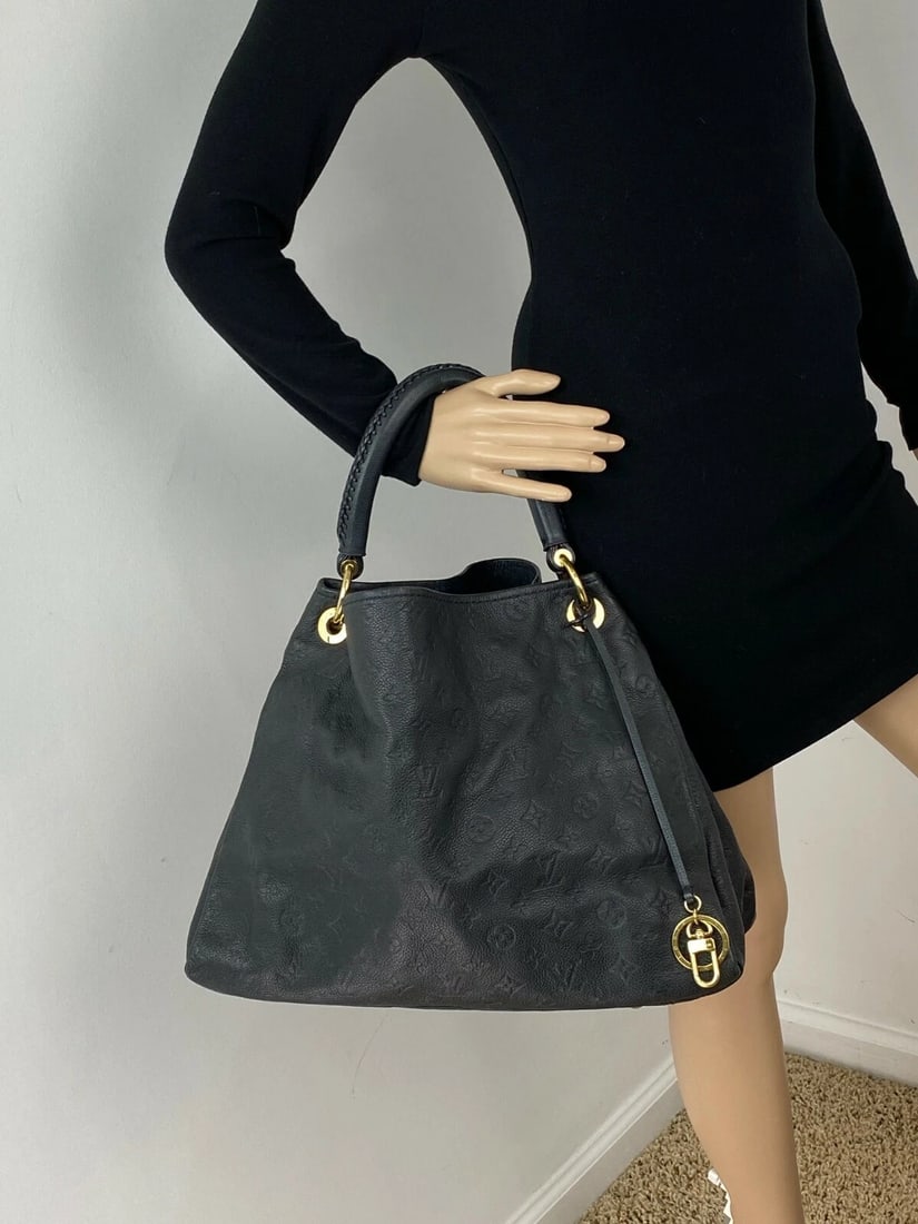 LOUIS VUITTON Bag Artsy MM Monogram Empreinte Infini Blue Tote Hand - 12