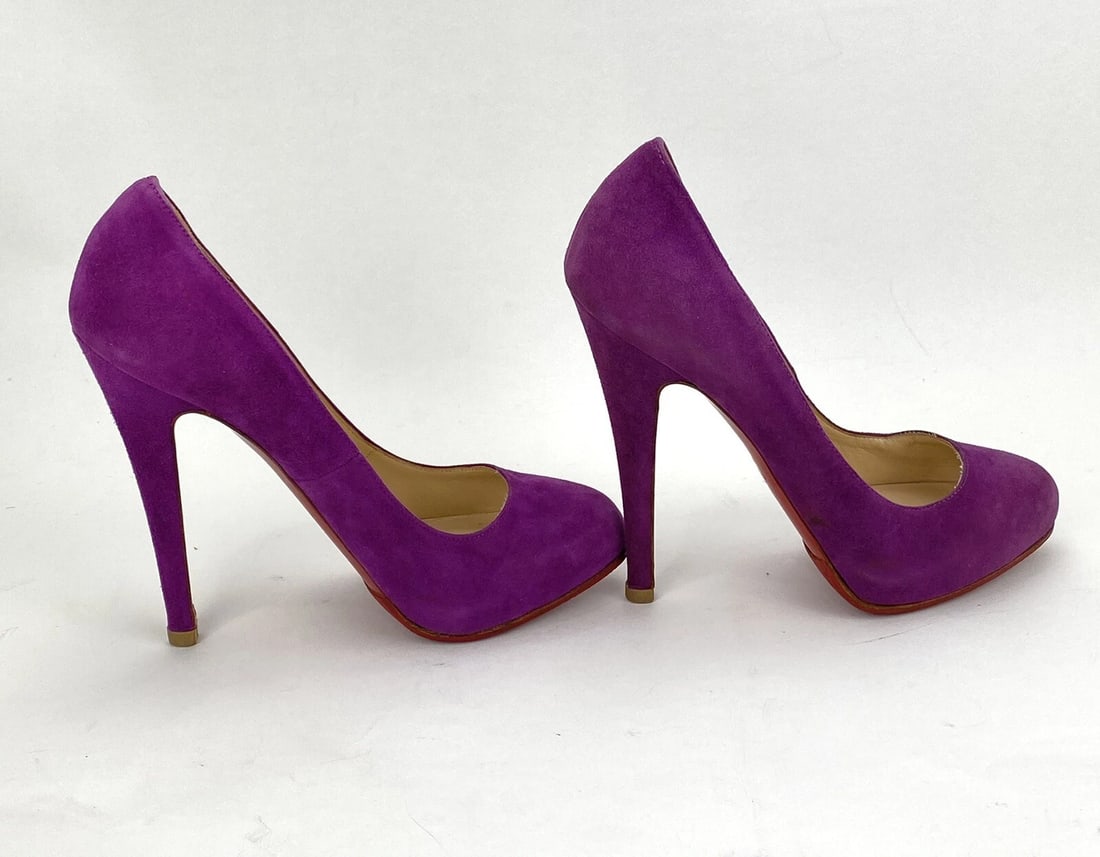 CHRISTIAN LOUBOUTIN Women's Shoes Suede Purple Pumps Heels SZ 37 / Us 7 - 6