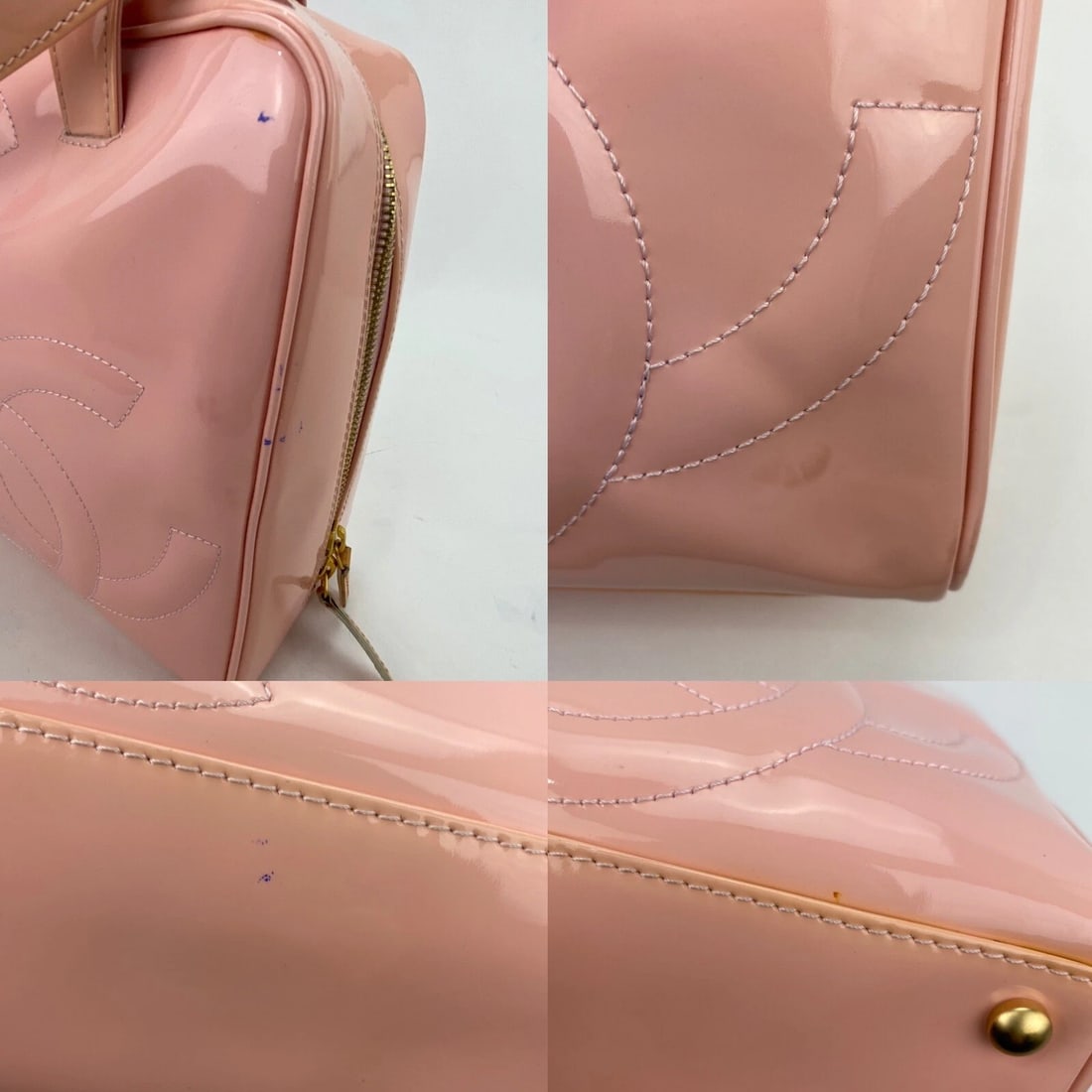 Chanel Bag Triple CC Logo Medium Pink Patent Leather Zip Tote Hand Bag - 11