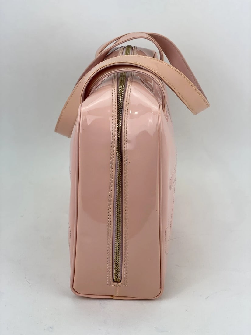 Chanel Bag Triple CC Logo Medium Pink Patent Leather Zip Tote Hand Bag - 5