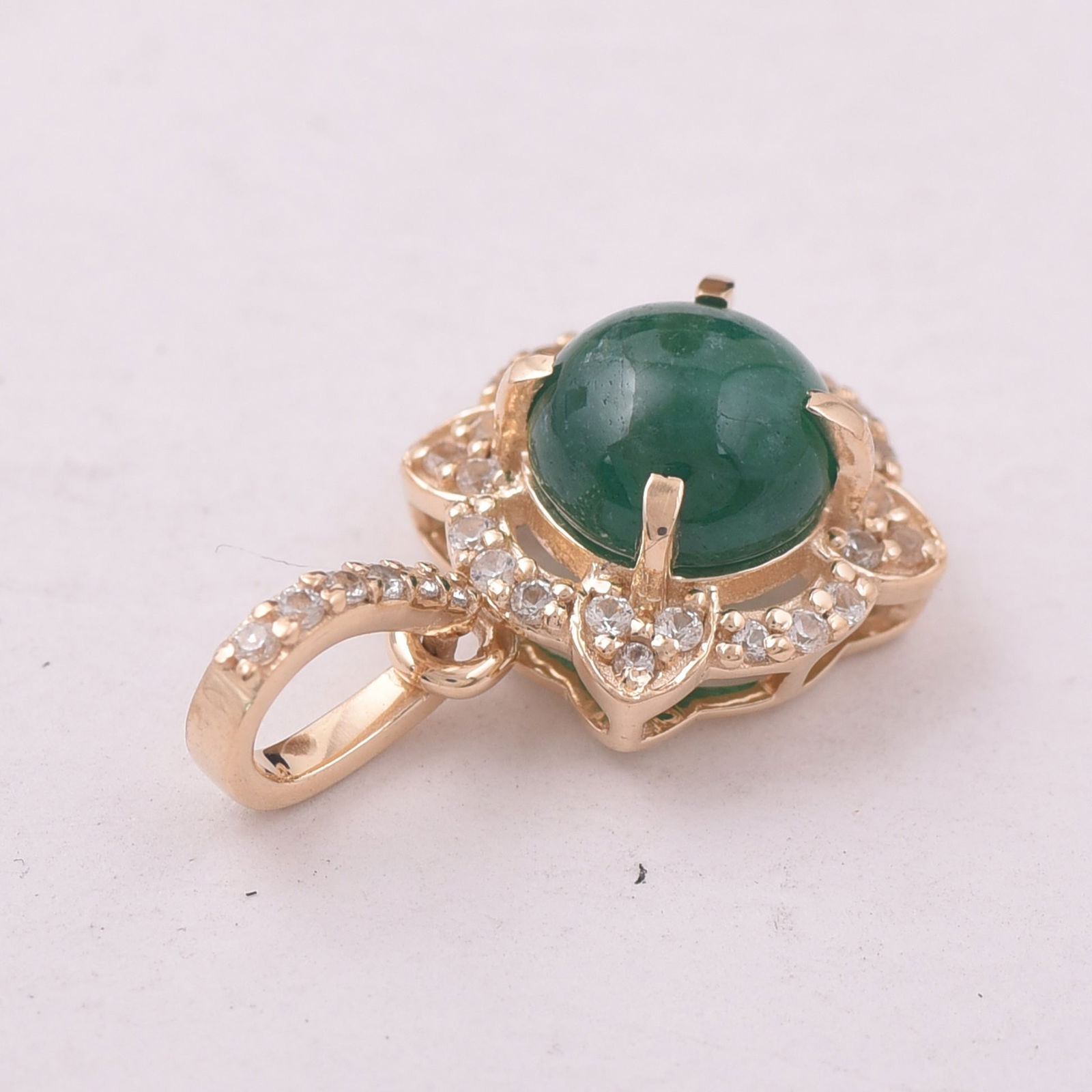 1.07 Ct Round Emerald 9K Gold Pendant - 3