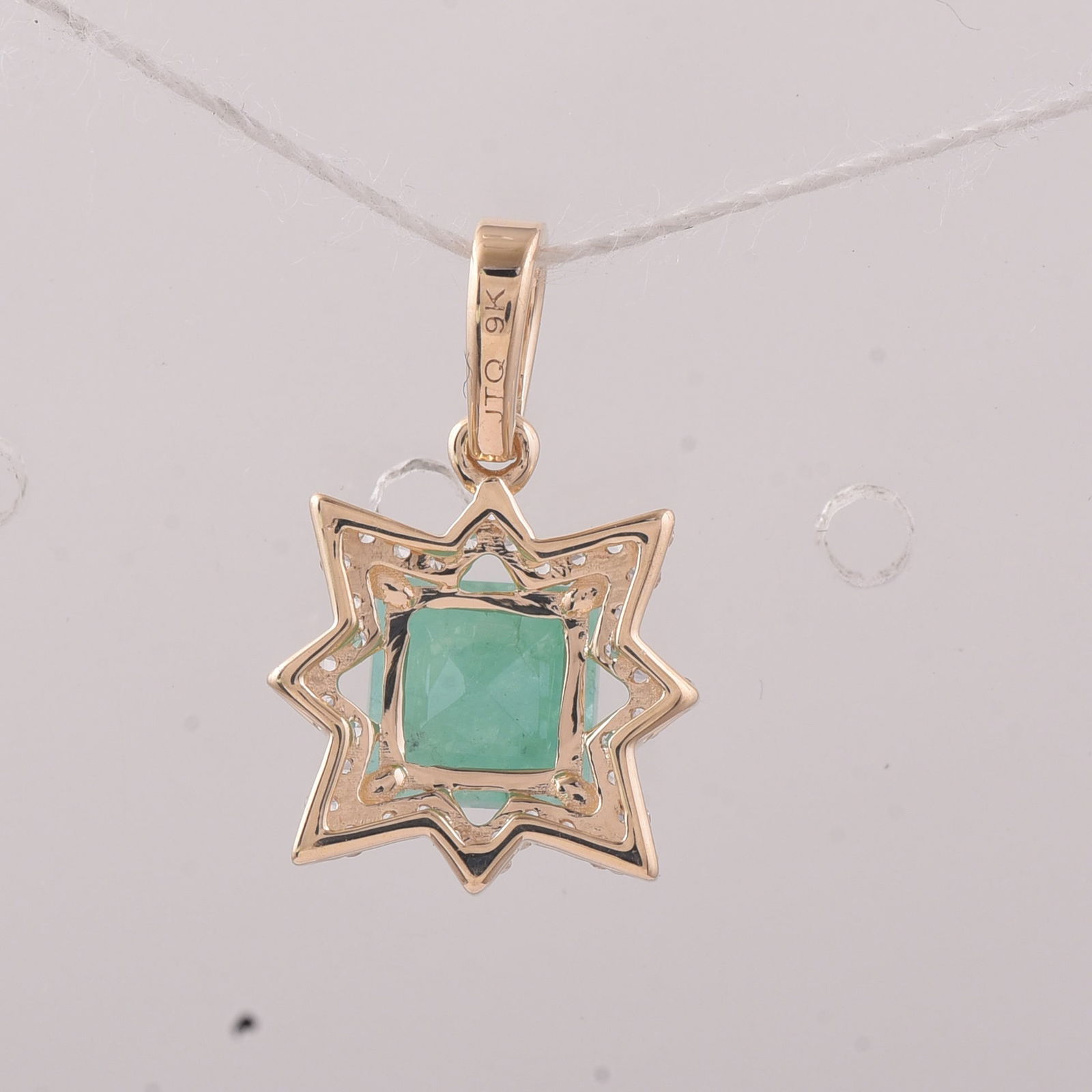 1.16 Ct Square Emerald 9K Gold Pendant - 2