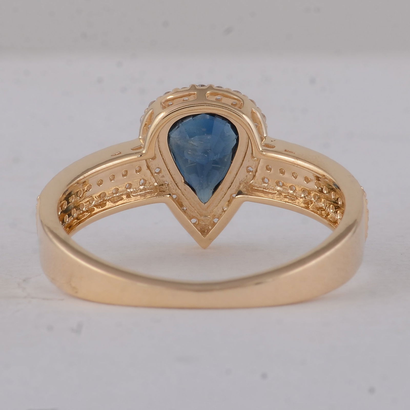 1.23 Ct Pear Sapphire 9K Gold Ring - 3