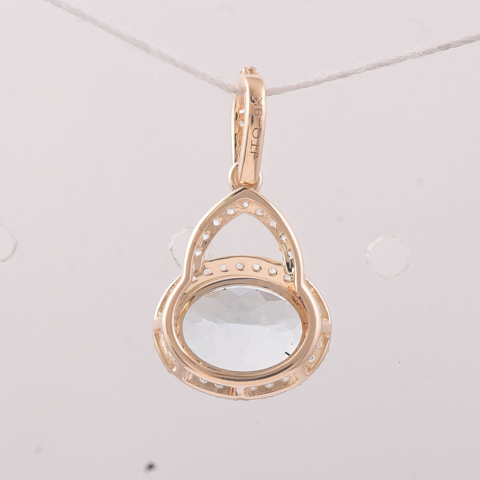 1.30 Ct Oval Aquamarine 9K Gold Pendant - 2