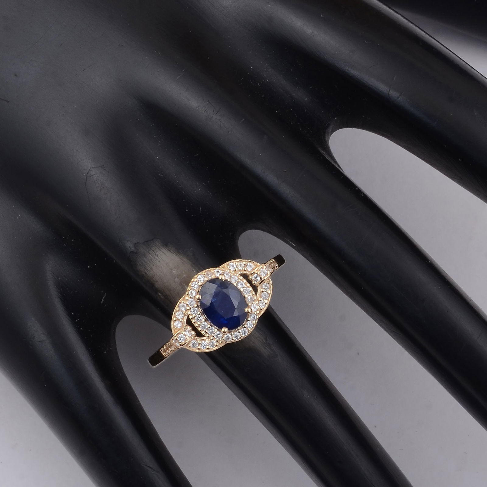 1.32 Ct Oval Blue Sapphire 9K Gold Ring - 2