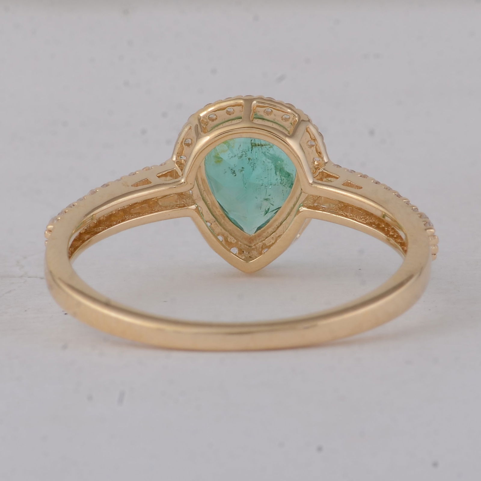 1.33 Ct Pear Emerald 9K Gold Ring - 4
