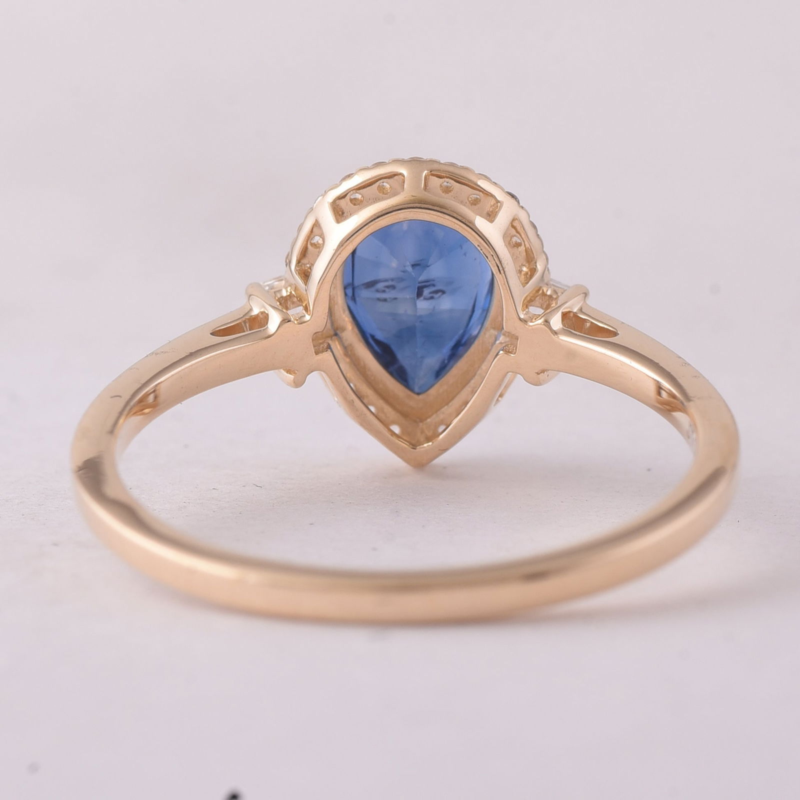 1.42 Ct Pear Sapphire 9K Gold Ring - 3