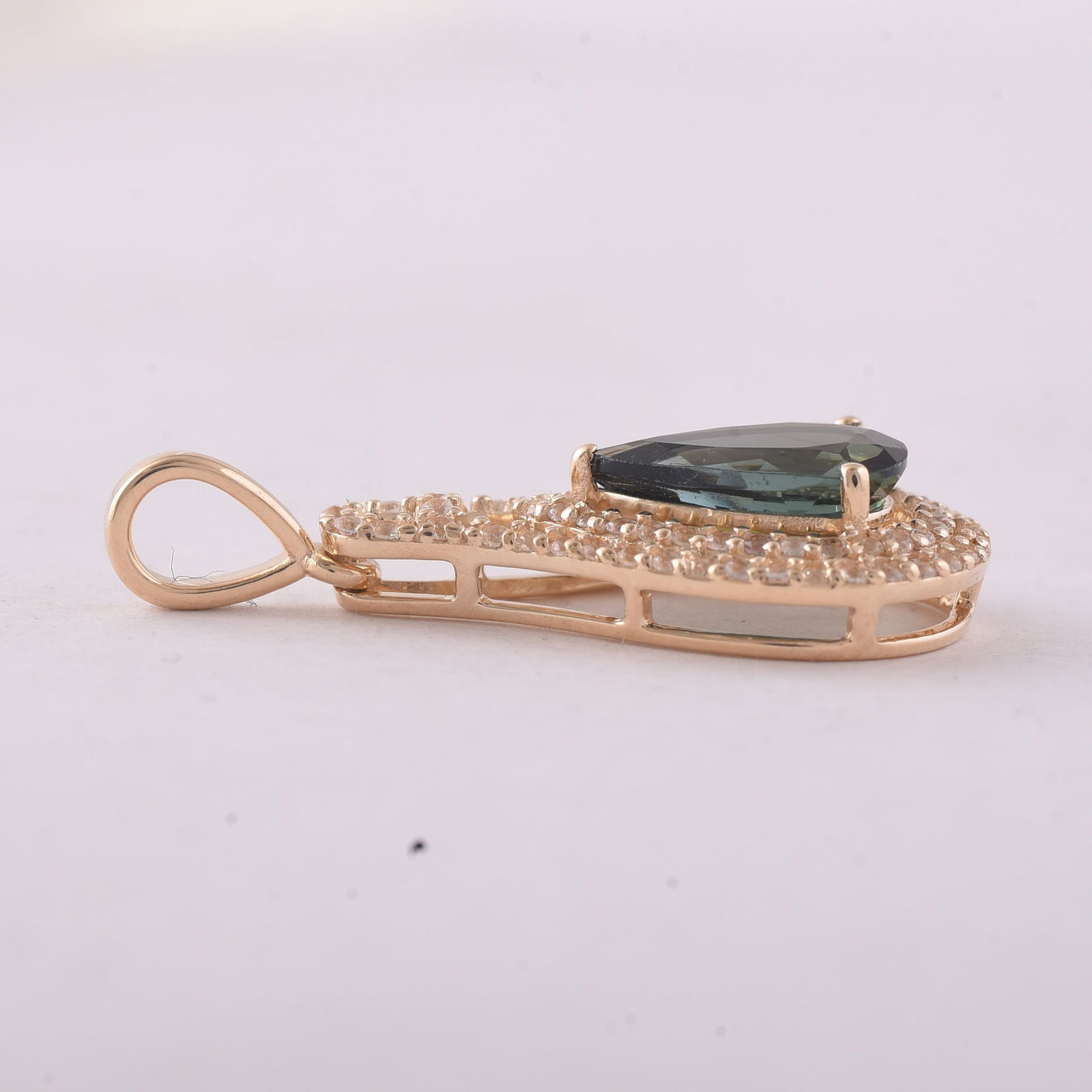 1.43 Ct Pear Tourmaline 9K Gold Pendant - 3