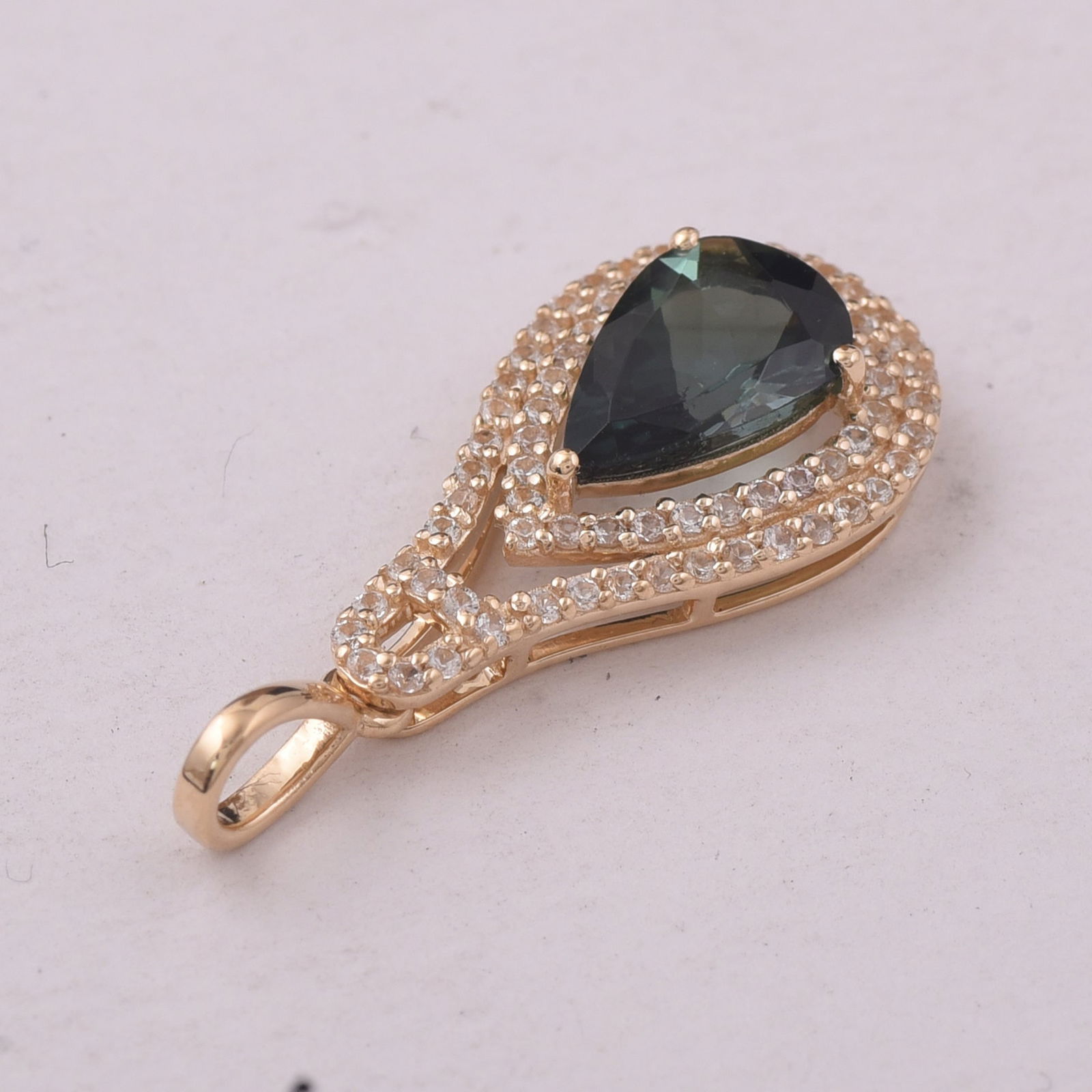 1.43 Ct Pear Tourmaline 9K Gold Pendant - 4