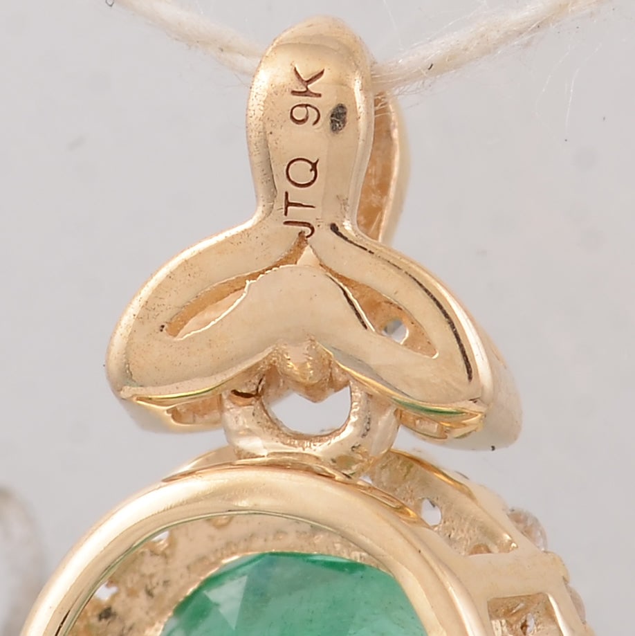 1.47 Ct Oval Emerald 9K Gold Pendant - 5