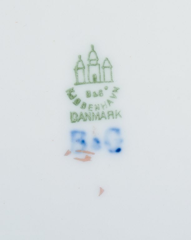 Bing & Grondahl, two oval platters hand-painted with polychrome flower motifs and gold trim. - 7