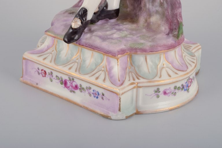 Antique German porcelain figurine. Large figurine of a young man in fine clothes. Hand-painted in - 4