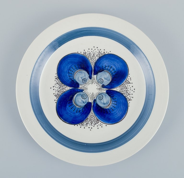 Rörstrand, Sweden, a set of five hand-painted "Iris" plates. - 2