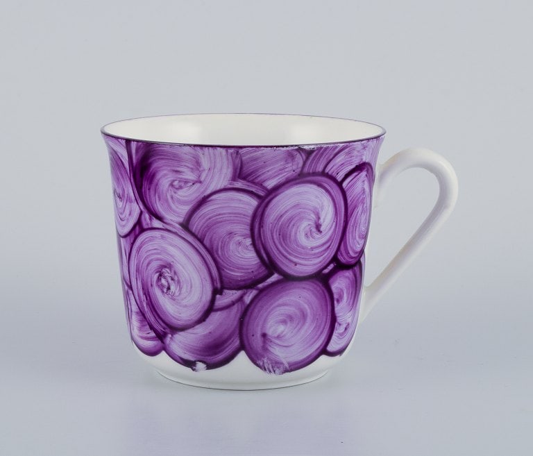 Hand-painted porcelain coffee set in a retro style with violet colors. - 8