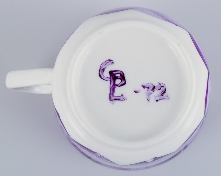 Hand-painted porcelain coffee set in a retro style with violet colors. - 9