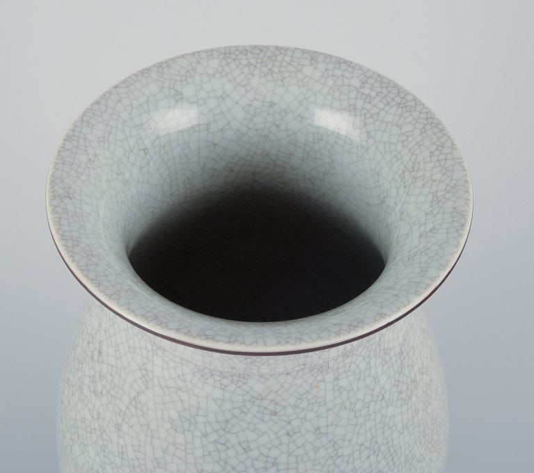Royal Copenhagen, large porcelain vase in a classic design with crackle glaze. - 3