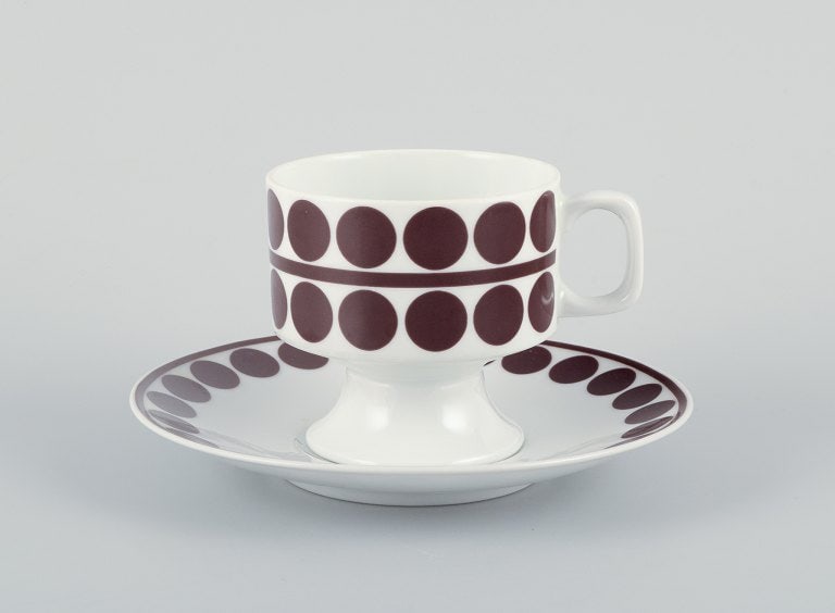 Eschenbach, Germany, a five-person retro coffee set in porcelain. Designed with brown dots. - 3