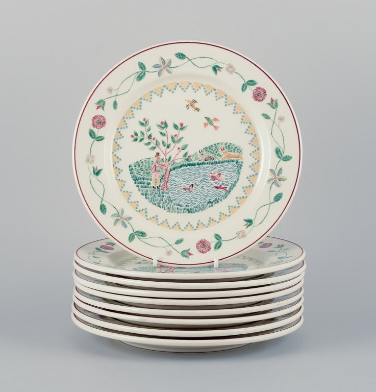Villeroy & Boch, Luxembourg, a set of nine "American Sampler" porcelain plates decorated with (1 of 3)