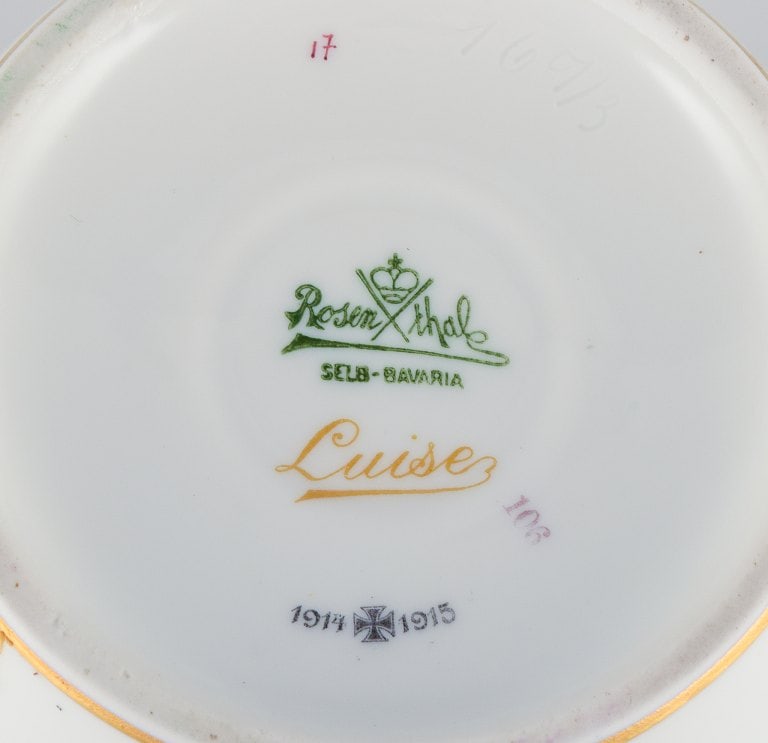 Rosenthal, Germany, large porcelain lidded jar hand-painted with flower bouquets. - 5