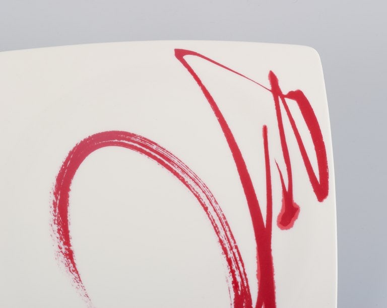 Paint It Red Collection - Red Vanilla, Royal Fine China, a set of eight dinner plates with modern - 3