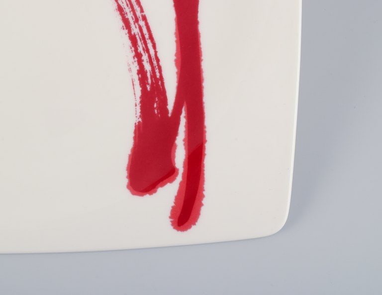 Paint It Red Collection - Red Vanilla, Royal Fine China, a set of eight dinner plates with modern - 4