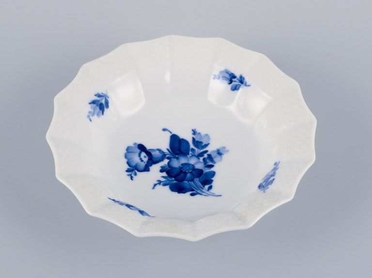 Royal Copenhagen, Blue Flower, hand-painted porcelain dish and bowl. - 4