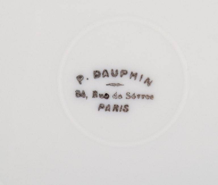 P. Dauphin, Paris, a set of six Art Nouveau faience plates decorated with flowers and gold rim. - 5