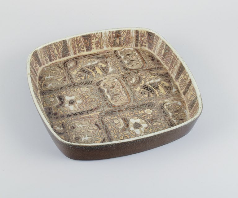 Nils Thorsson and Johanne Gerber for Aluminia, Royal Copenhagen. Two dishes decorated with fish, - 2