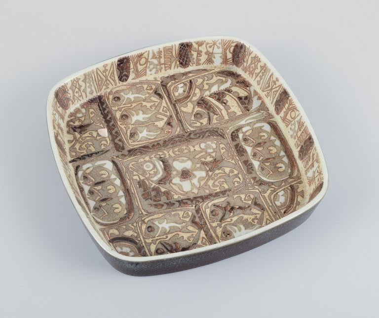 Nils Thorsson and Johanne Gerber for Aluminia, Royal Copenhagen. Two dishes decorated with fish, - 4